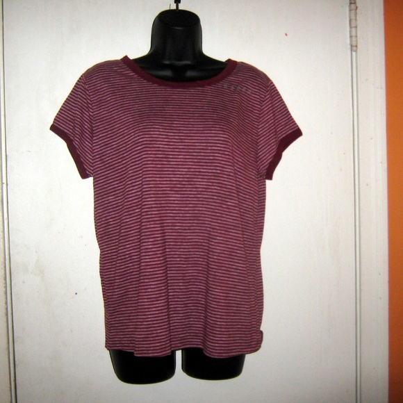 Arizona Jean Company Tops - XXL Deep Ruby Striped T-Shirt